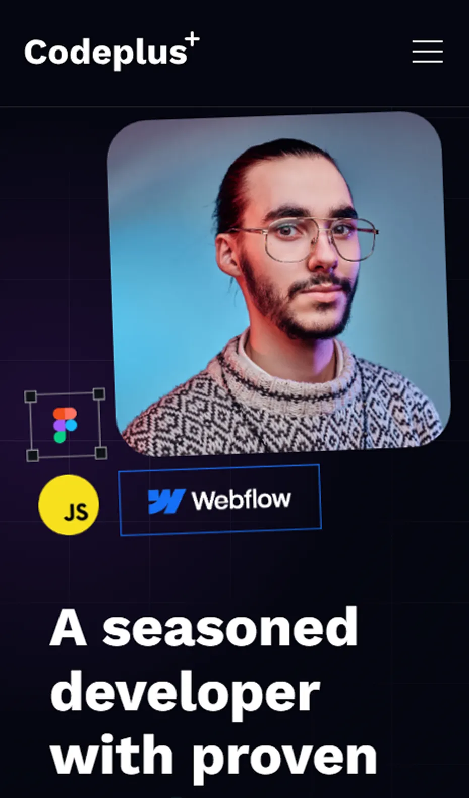 Mobile view screenshot of the Codeplus template website