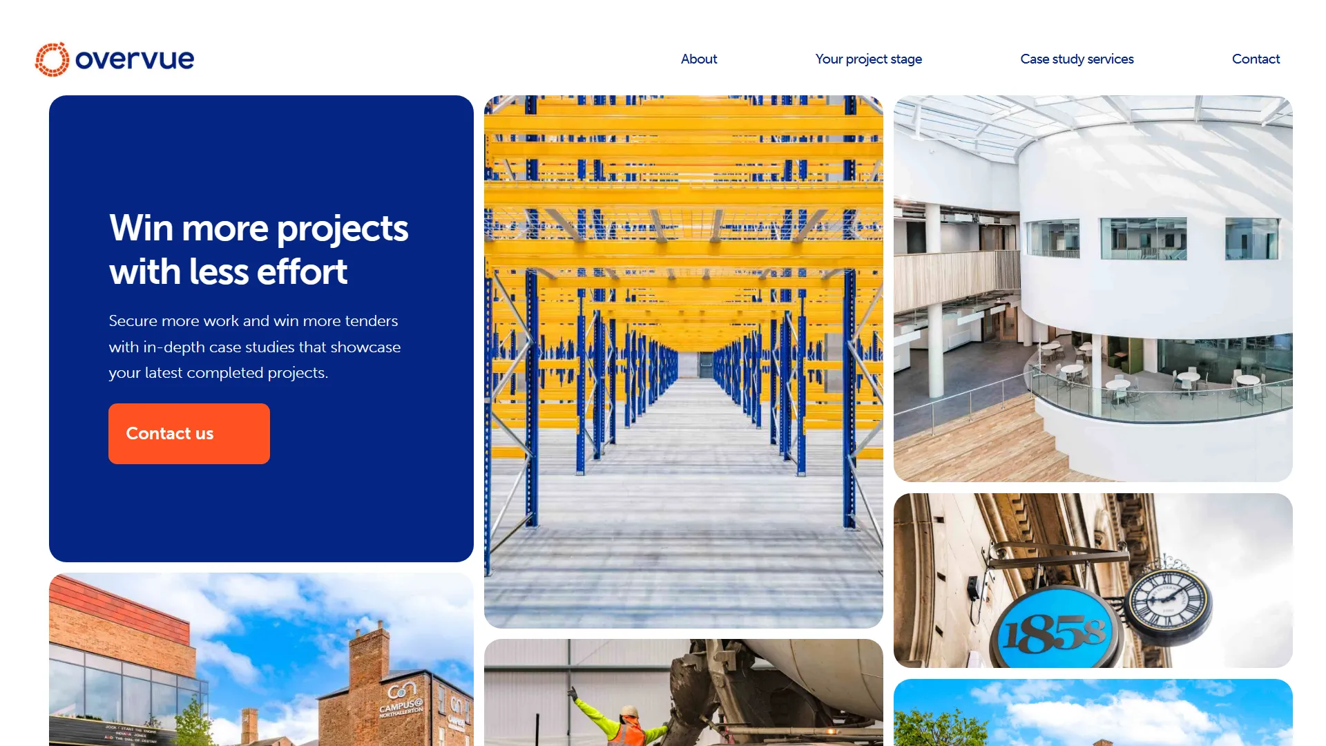 Screenshot of the Overvue website