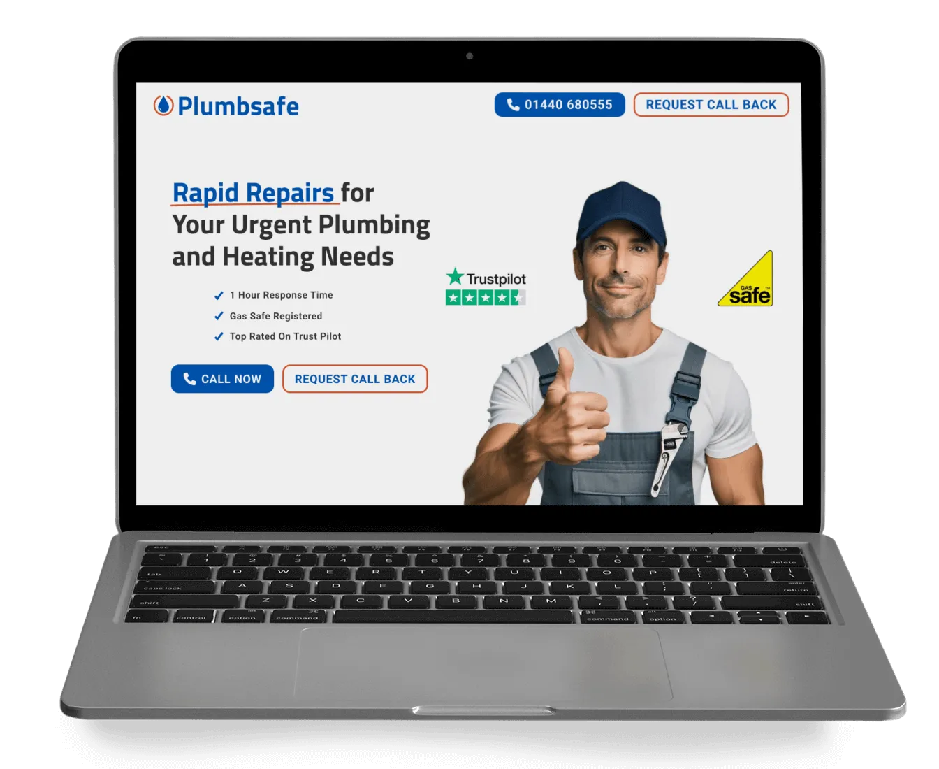 A mockup of the Plumbsafe website