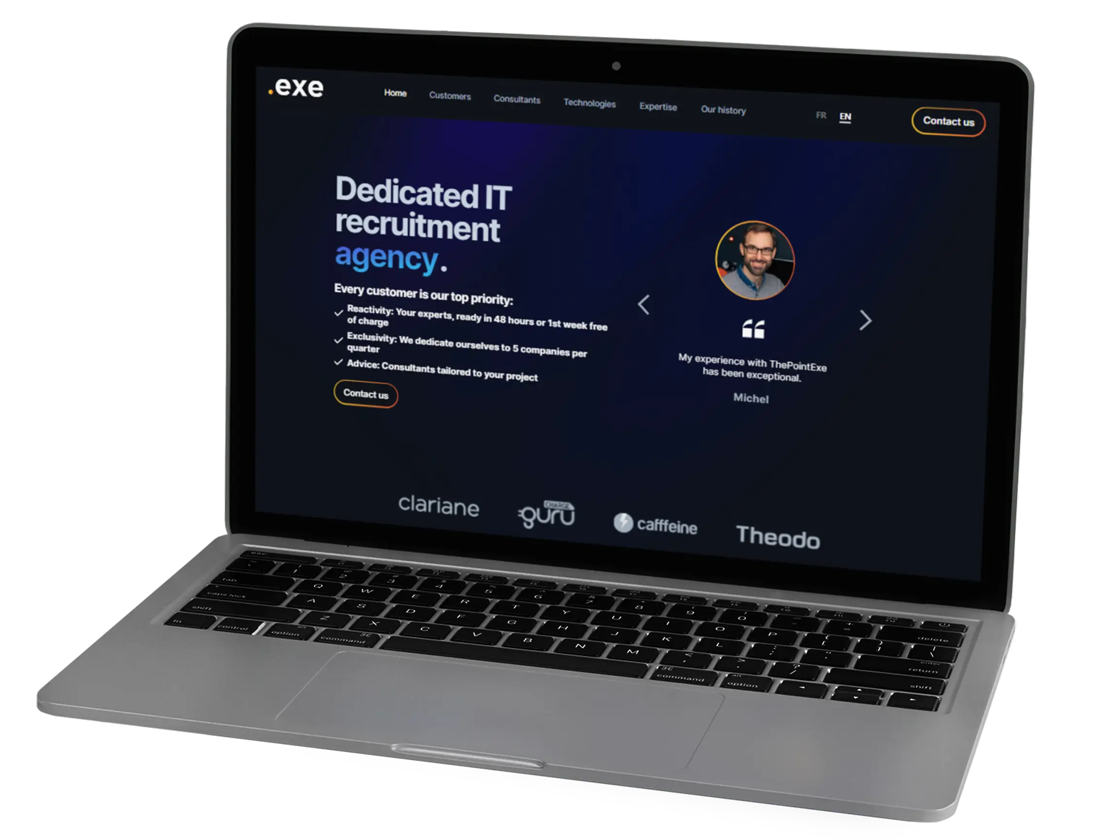 A mockup of the Pointexe website
